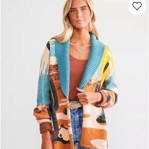 Wrangler Teal and Brown Cactus Cardigan